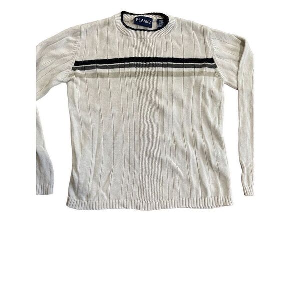PLANKS cream vintage sweater with stripe XL - Picture 1 of 6